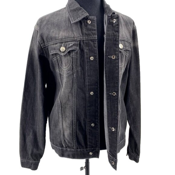 NWT True Religion Denim Jacket Jimmy 1971 Western Mens XXL Black Jeans MSRP $382 - Picture 13 of 16